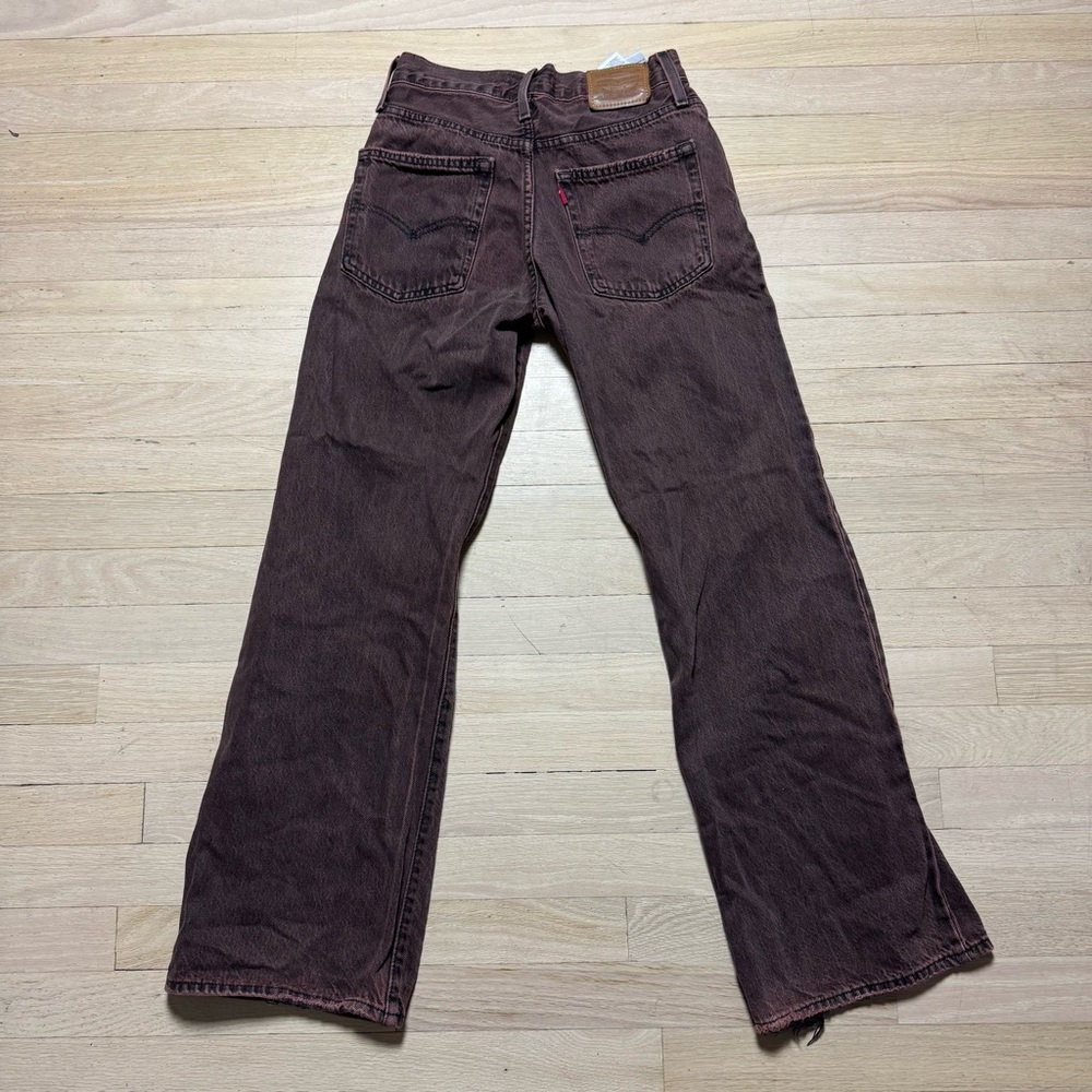 Levi's Premium Baggy Boot Jeans W24 L31 Brown Overdyed Y2K Bootcut - Picture 9 of 10